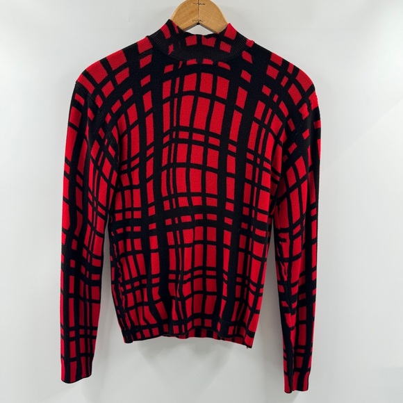 Juliana Sweaters - Juliana Red Abstract Criss Cross Sweater Y2K Vintage Fit Small/Medium